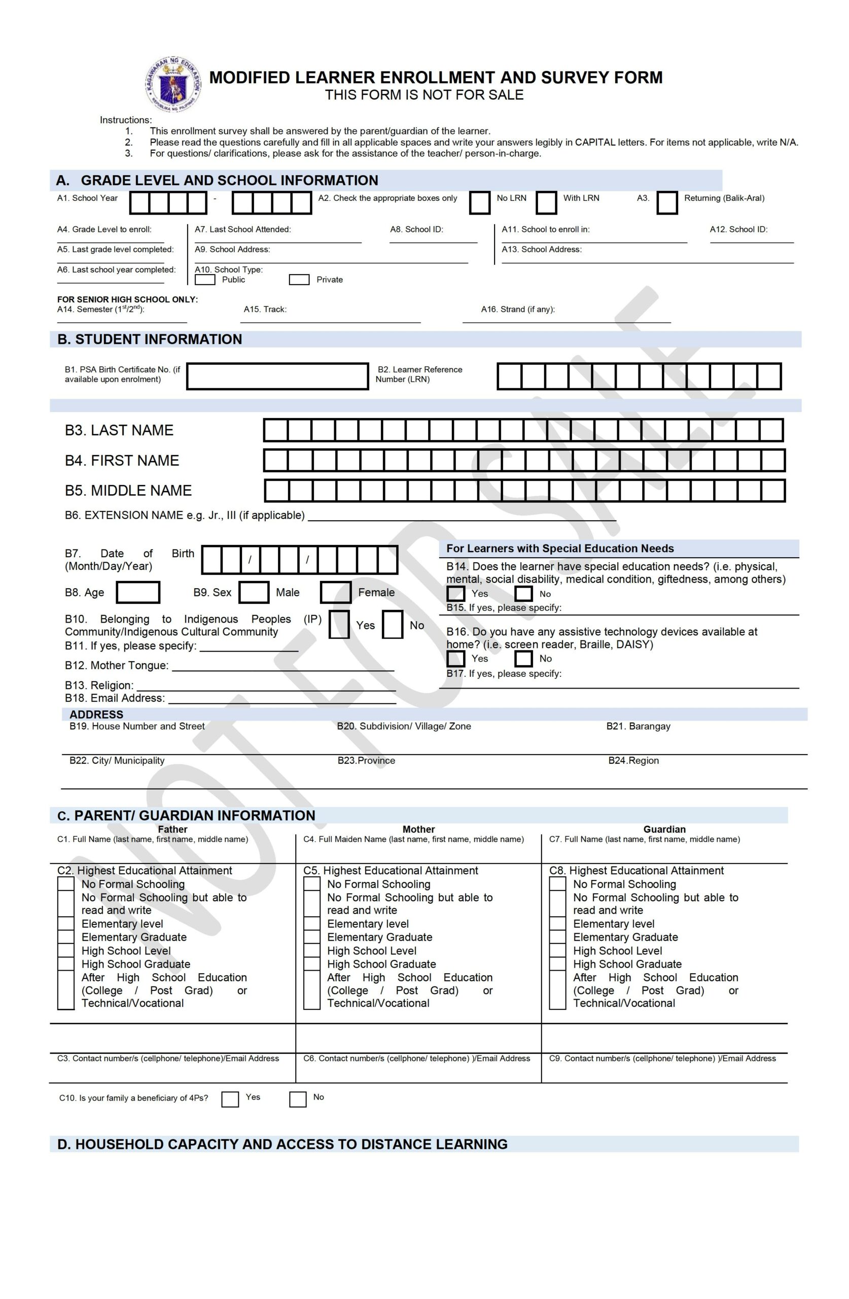 DepEd Automated Modified Learner Enrollment And Survey Form (MLESF) For ...